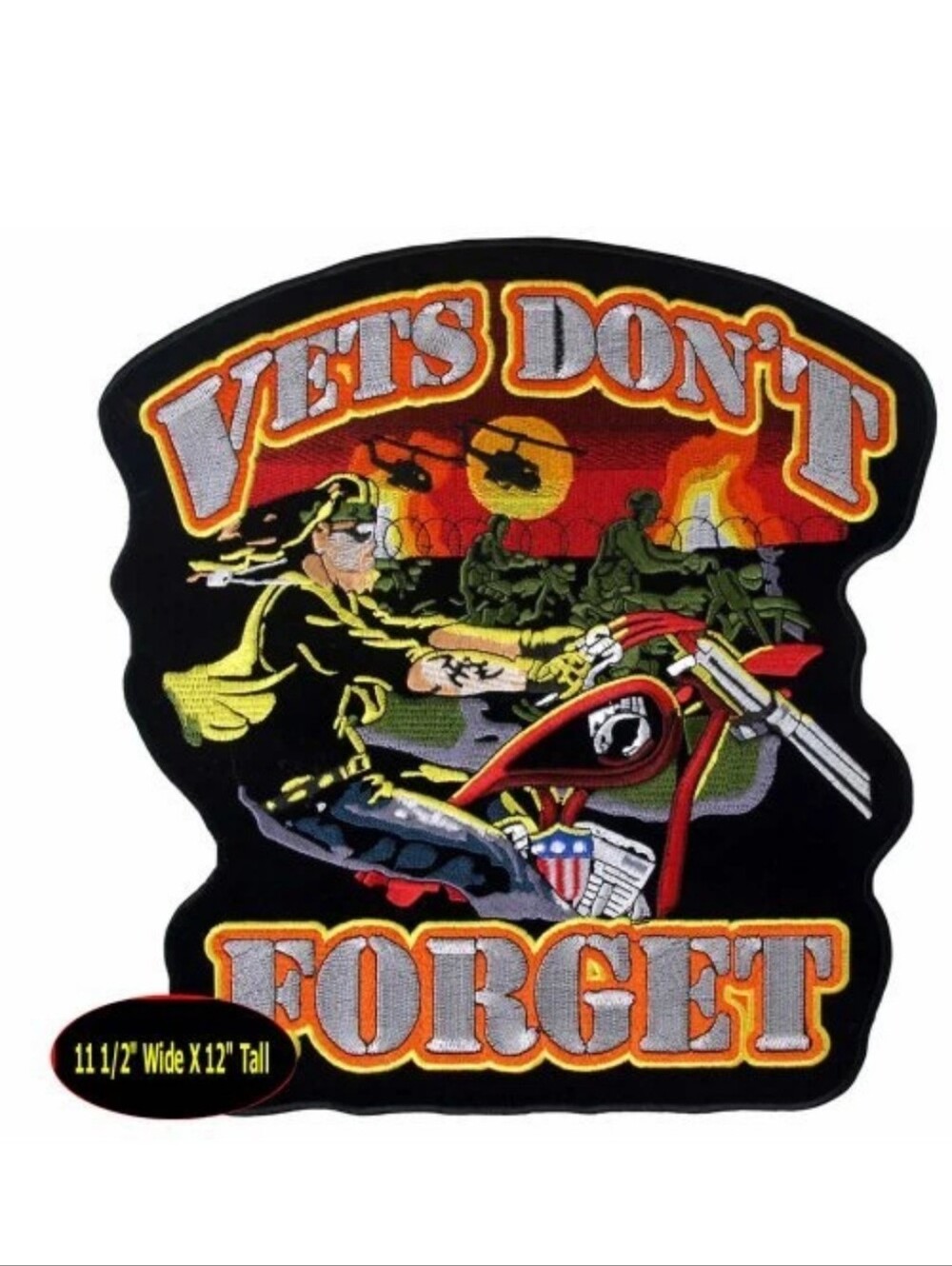 Large Embroidered Patch "Vets Don't Forget" Colorful New